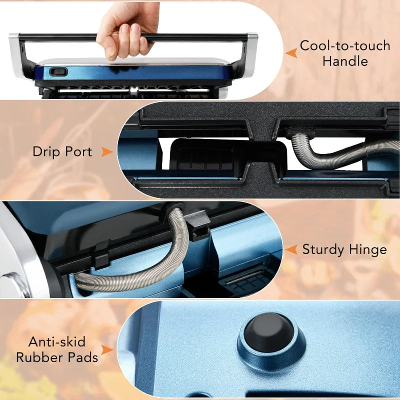 COSTWAY Panini Press, 1200W Sandwich Maker with LED Touch Panel, Non-Stick Coated Plates & Removable Drip Tray