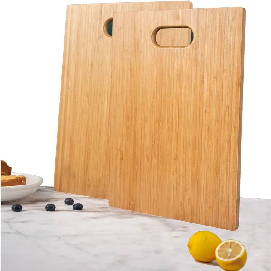2pcs Cutting Boards for Kitchen - Bamboo Cutting Board Set of 2, Serving Board Set, Thick Chopping Board for Meat, Veggies