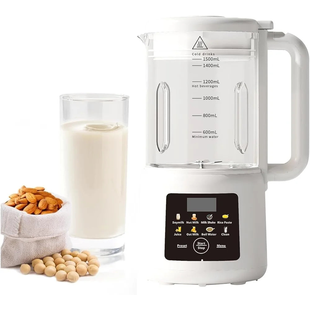 Automatic Nut Milk Maker 54oz Soy Milk Blender Machine 8 Functions Fresh Juice Auto Clean Stay Warm Non Dairy Beverages