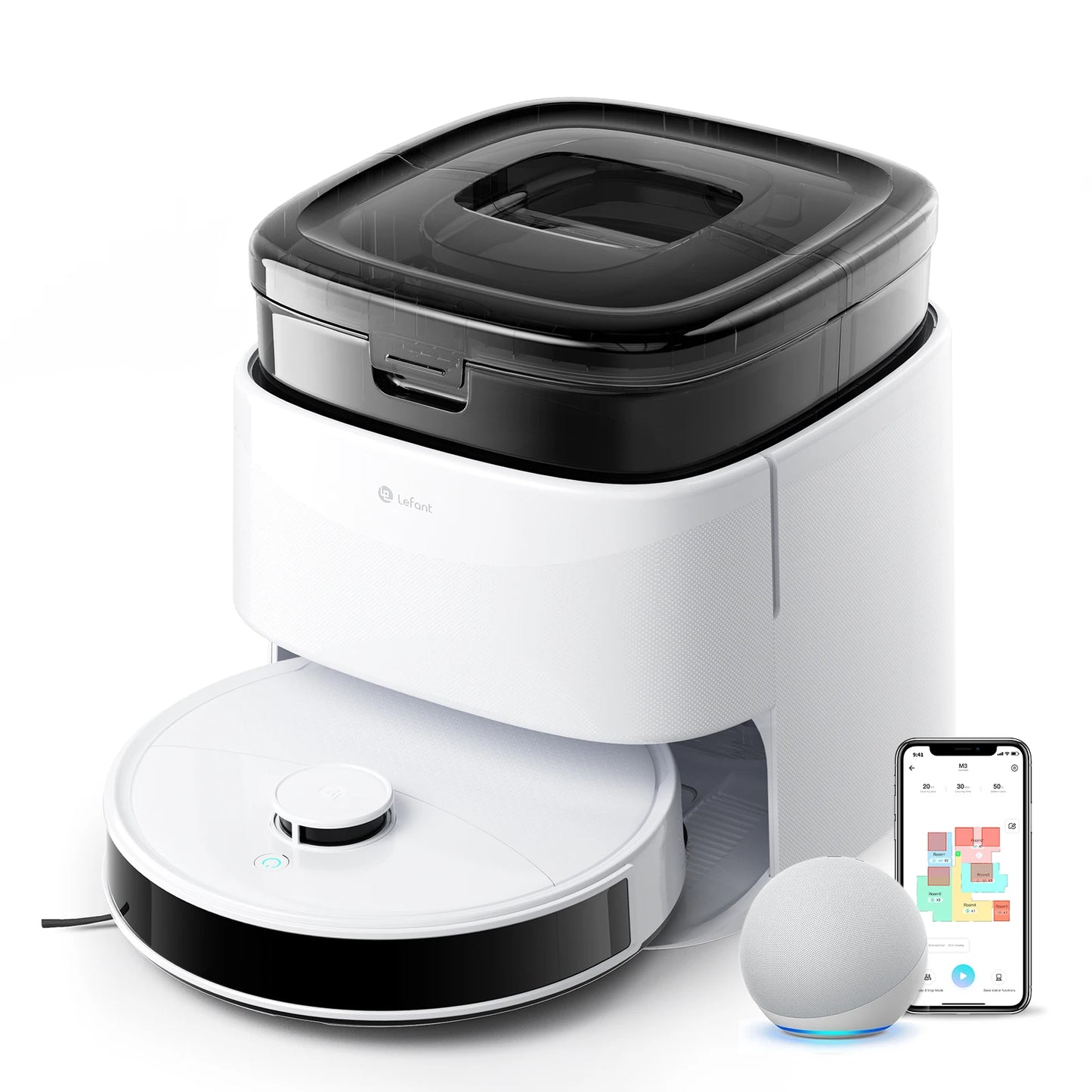 Lefant Robot Vacuum and Mop, Self Emptying, 12000Pa Suction, Auto Mop Washing and Drying for Hands-Free,