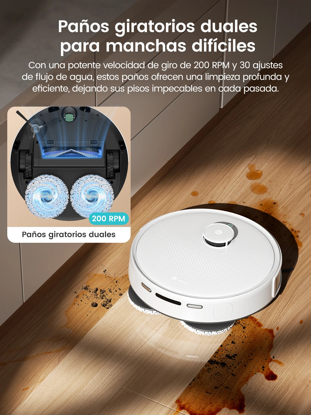 Lefant Robot Vacuum and Mop, Self Emptying, 12000Pa Suction, Auto Mop Washing and Drying for Hands-Free,