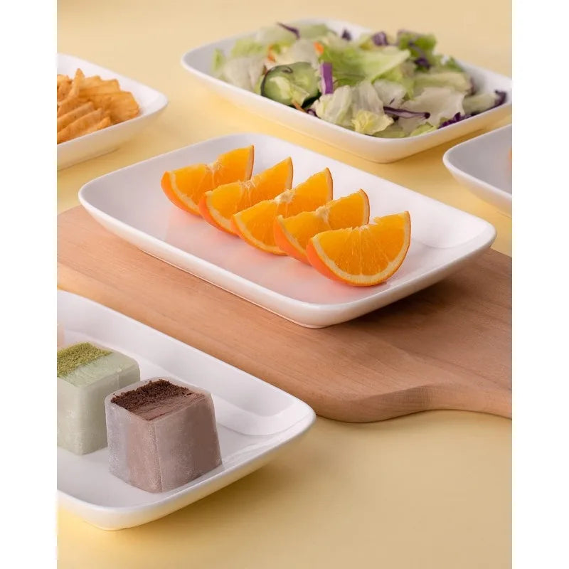 8 Inch Rectangular Appetizer Plates, Salad Plates Set, Ceramic Dessert Plates, Small Serving Plates for Salad,