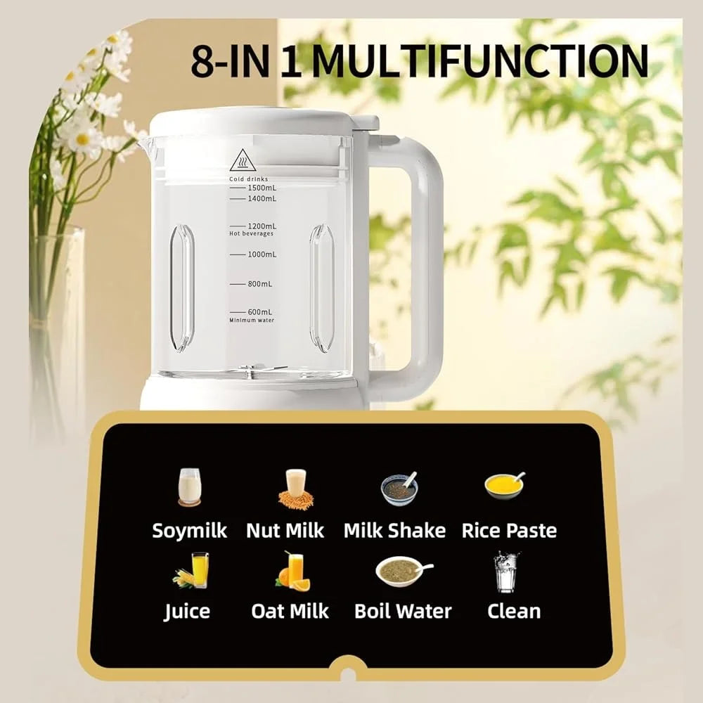 Automatic Nut Milk Maker 54oz Soy Milk Blender Machine 8 Functions Fresh Juice Auto Clean Stay Warm Non Dairy Beverages