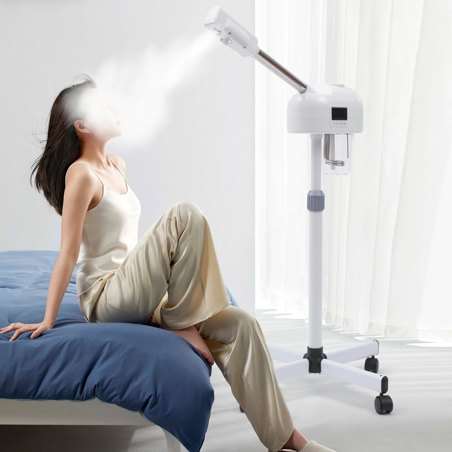 Professional Facial Steamer Machine on Wheels Standing Esthetician Steamer Facial Be Used for Skin Rejuvenation Steamer