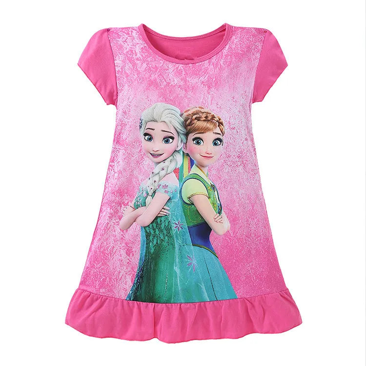 New kids Nightdress Elsa Cartoon Dress Minnie Printing Sleepwear Girls Nightgowns Children Party Dresses Pajamas Girls Dress