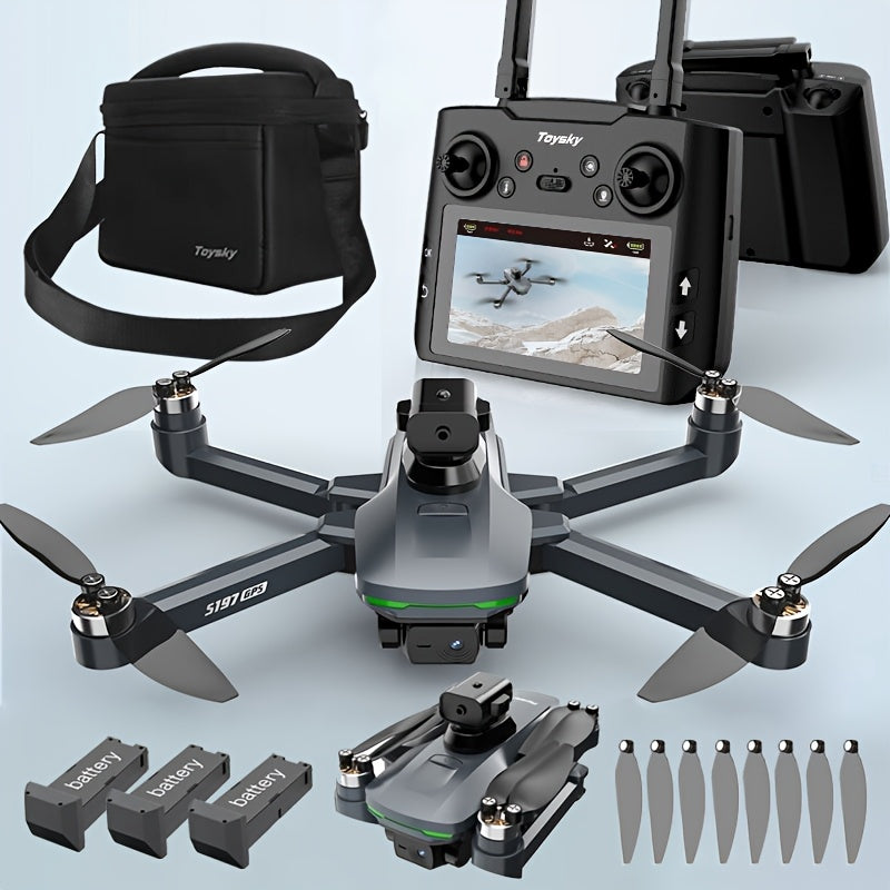 S197 Aerial Drone/high-definition Screen Display Remote Control/GPS Return/precise Obstacle Avoidance/720P Real-time High-definition Camera/dual Cameras/three Battery Ultra Long Endurance