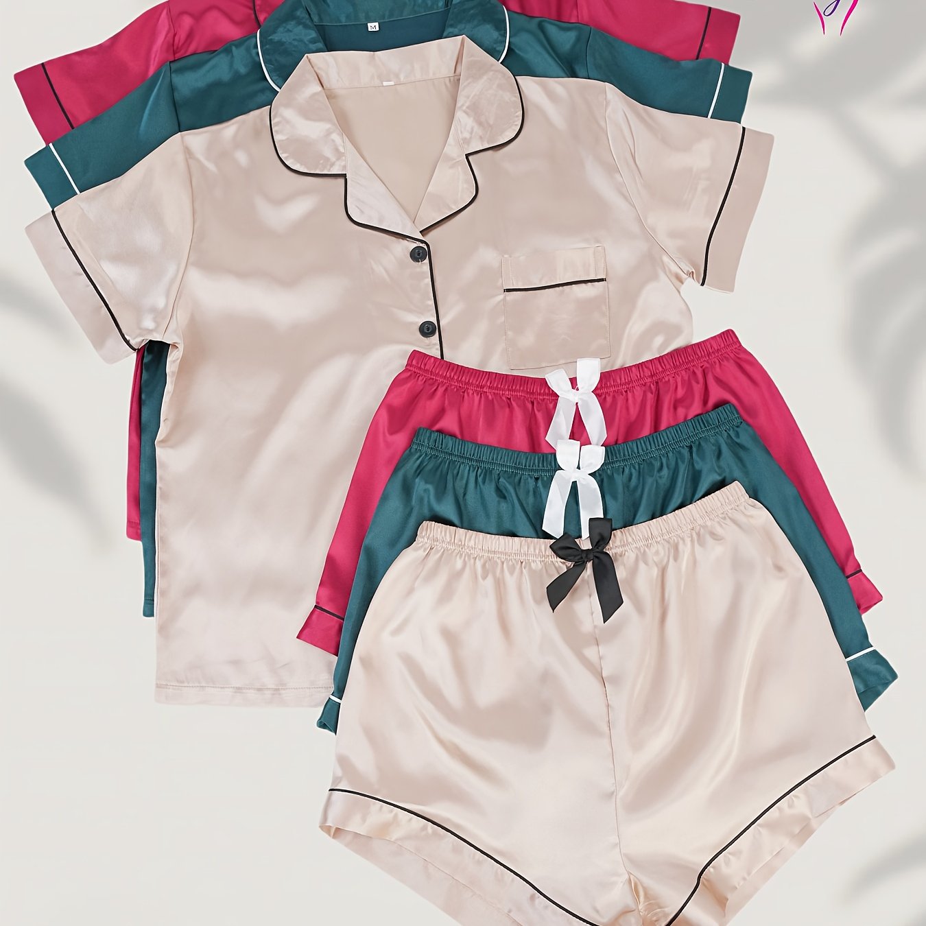 3 Sets Women'S Pajama Set, Soft Satin Pajama Set 0XL-4XL, Bridal Pajamas, Casual Pajama Set