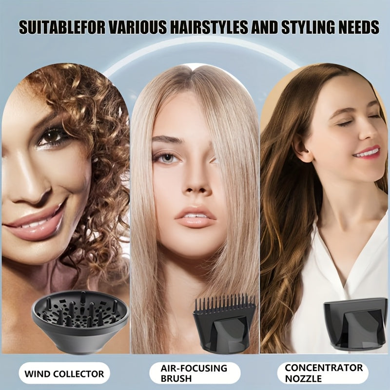 Professional Ionic Hair Dryer with Diffuser & Concentrator Lightweight, Fast Drying for Curly Hair, Ceramic Technology, Foldable & Quiet Salon-Quality Travel Blow Dryer