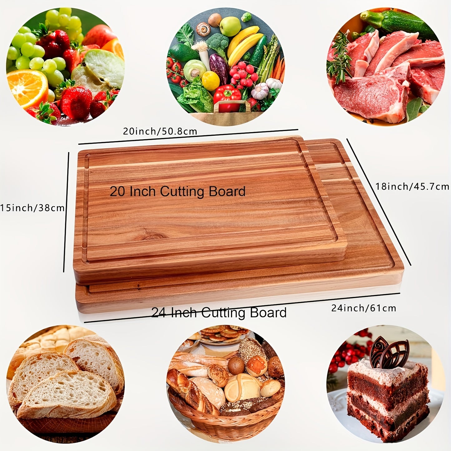 Acacia Cutting Board For Kitchen, XXL Extra Large Charcuterie Cheese Platter Serving Tray, Food Prep And Serving Boards, Chopping Boards For Meal Vegetables And Cheese
