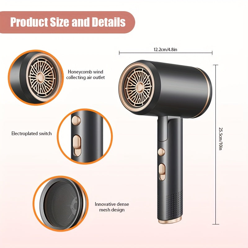 Professional Ionic Hair Dryer with Diffuser & Concentrator Lightweight, Fast Drying for Curly Hair, Ceramic Technology, Foldable & Quiet Salon-Quality Travel Blow Dryer