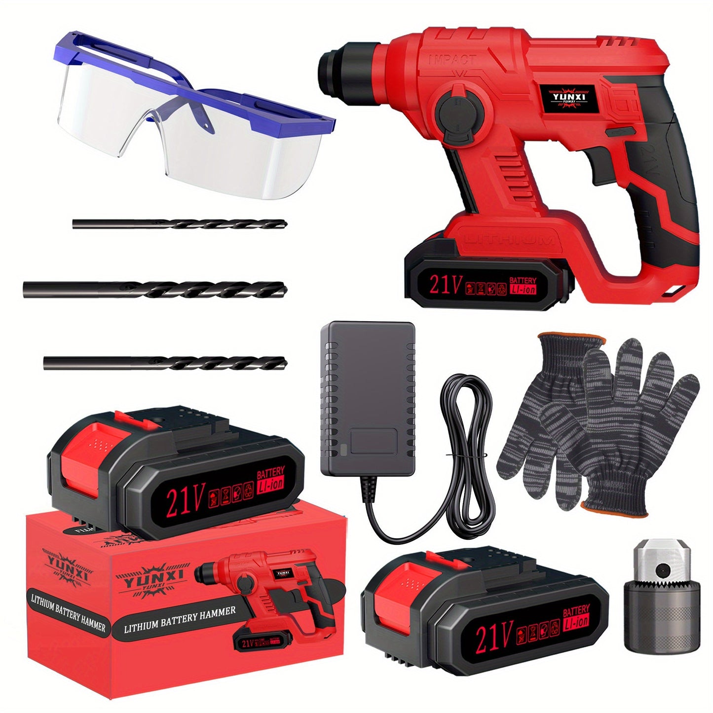 Wireless Hammer Drill Impact Tool - Wireless Lithium-ion Powered, Ideal For Demolition, Construction, And Heavy-duty Drilling. Ergonomic, Durable, And Sturdy, Suitable For Both Men And Women. Perfect Gift For Friends And Fami