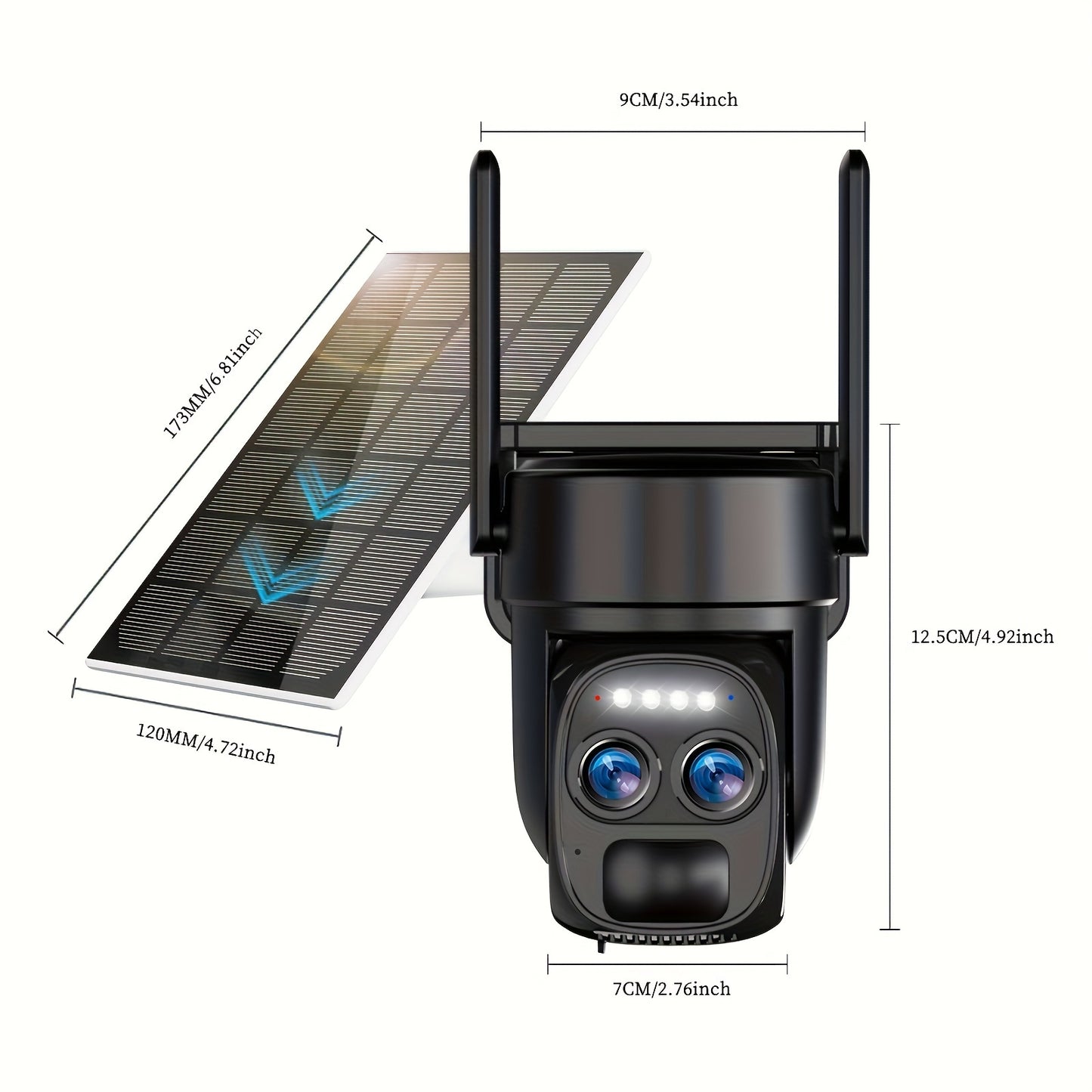 6MP Solar Powered Security Camera Wireless Outdoor Waterproof, 5G&2, 4GHz WiFi Pan Tilt Camera Battery Powered, 360 ° Panoramic Home Security System With Color Night Vision, Spotlight Alarm, PIR Sensor, Automatic Tracking, T