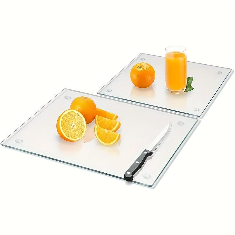 1pc Or 2pcs Kitchen Counter Glass Cutting Board Set, Tempered Glass Cutting Board Dishwasher Safe, Clear Small Counter Tray, Scratch-Resistant & Heat-Resistant, 16x12in (Single)/ 16x12in + 12x8in (Set).