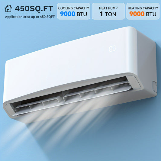 12000/9000 BTU Heat Pump Mini Split AC, 1 Ton Winter Heating, 115/220V Inverter Ductless System, 17 SEER2, WiFi Enabled, Pre-Charged Condenser, 450-750 Sq. Ft Coverage, Complete Installation Kit Perfect Gift For Christmas & H