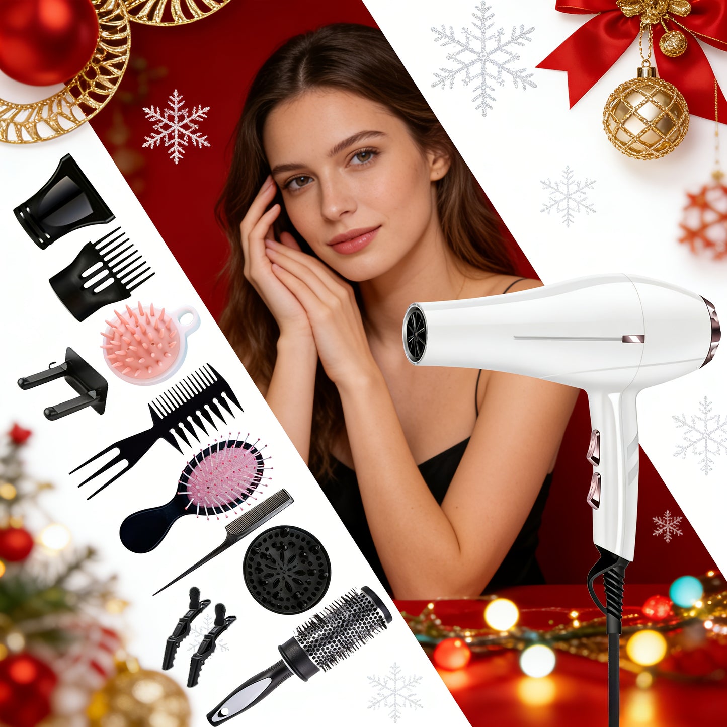 New Year Gift | Best Seller MORFONE All-in-one High-end Home Professional Hair Dryer. A Hair Dryer Set With Various Accessories Such As A Comb, Hair Clip, And Nozzle. Suitable For Family Or Travel Use