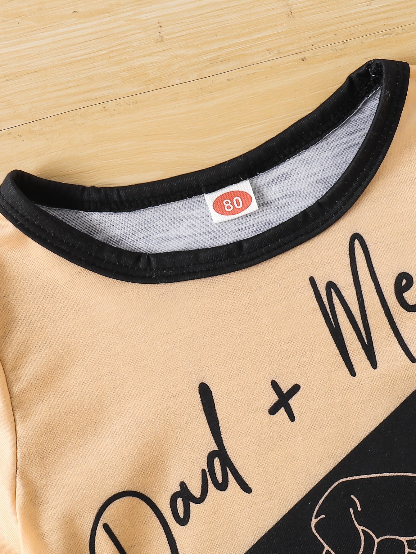 [Playful Kids Clothing] 2-Pack Boys' Cartoon Print Newborn Baby Sets - Playful Kids Clothing | "Dad + Me" & "I Love You" Hand-Drawn Graphics, Black & Orange Contrast, Short Sleeve T-Shirt & Pants, Machine Washable Spring Summ