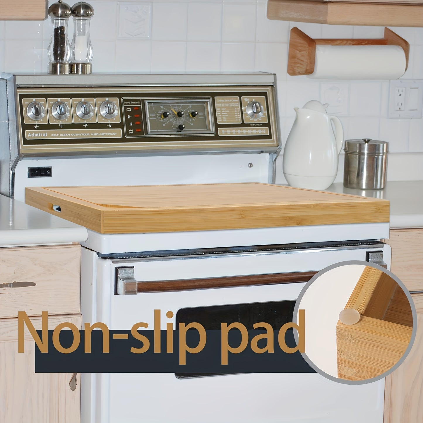 Bamboo Stove Top Cover For Electric Stoves, Cutting Board With Handles, Noodle Board, RV Cookware, Reusable Board With Juice Grooves, Kitchen Gadget For Restaurants, Decorative Trays