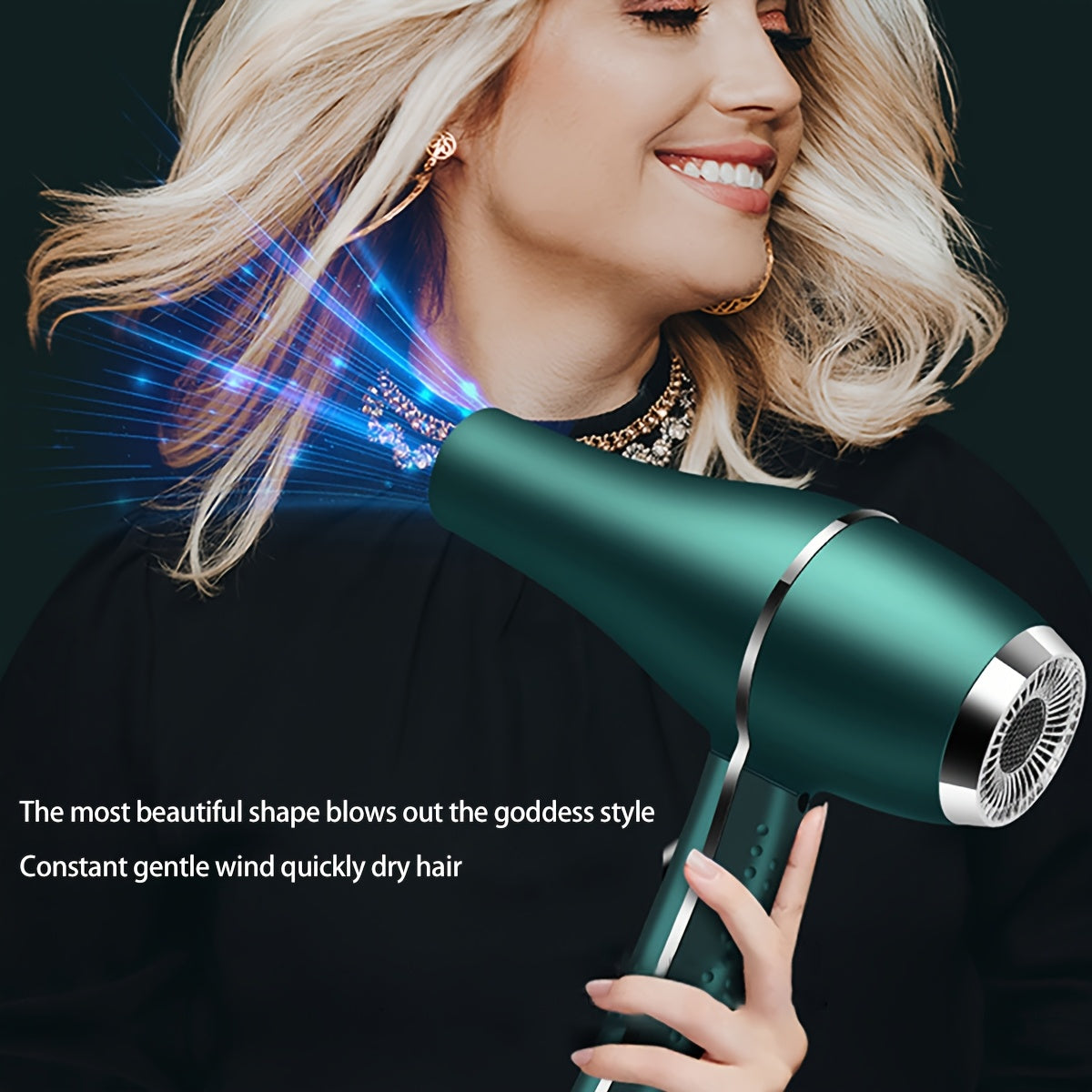 Morfone Hair Dryer Set, 12pcs Black And Golden Hair Care Tools, Multi-Speed Adjustable Blow Drying Hair Styling And Curling Comb, for Home Salon Dorm Room, Ideal Halloween Gifts