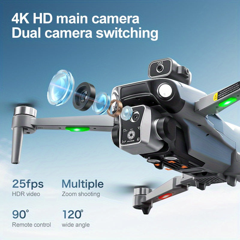 4K Camera GPS Drone, 1200-Meter Flight Range 200-Meter Flight Altitude Optical Hover Positioning, Automatic Return-to-Home at Low Battery One-Touch GPS Return-to-Home Function, Supports Cargo Airdrop Capability, Equipped with