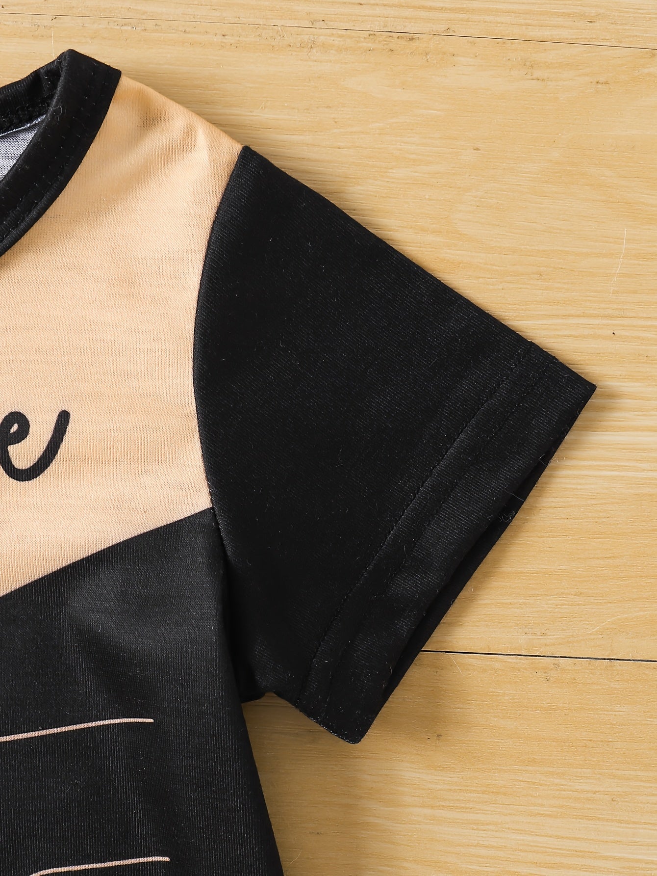 [Playful Kids Clothing] 2-Pack Boys' Cartoon Print Newborn Baby Sets - Playful Kids Clothing | "Dad + Me" & "I Love You" Hand-Drawn Graphics, Black & Orange Contrast, Short Sleeve T-Shirt & Pants, Machine Washable Spring Summ