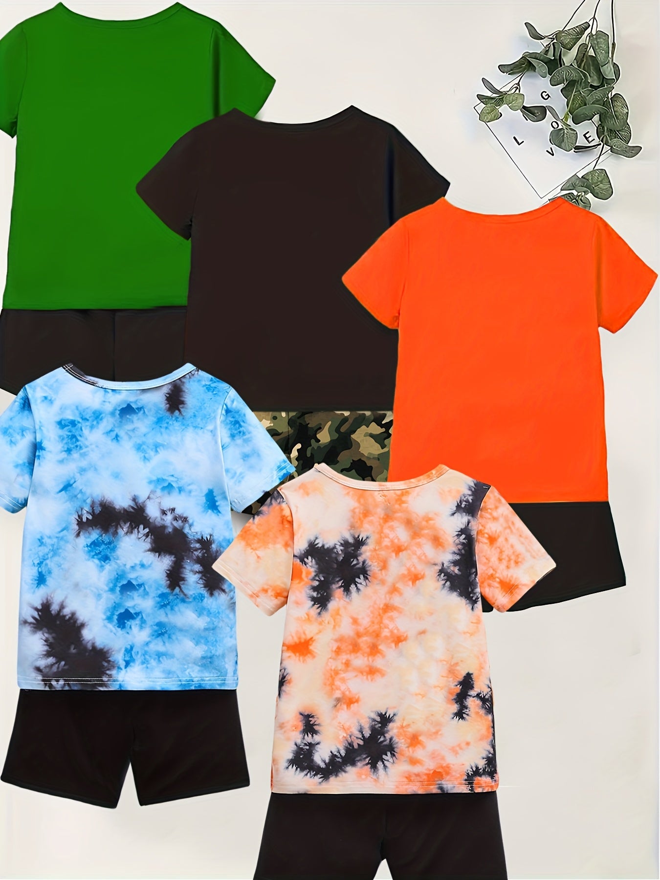 5 Sets Of Boys' T-Shirts And Shorts, Summer Boys' Fashionable Excavator Series Printed Youngsters's Cute Casual Set, Perfect for Outdoor