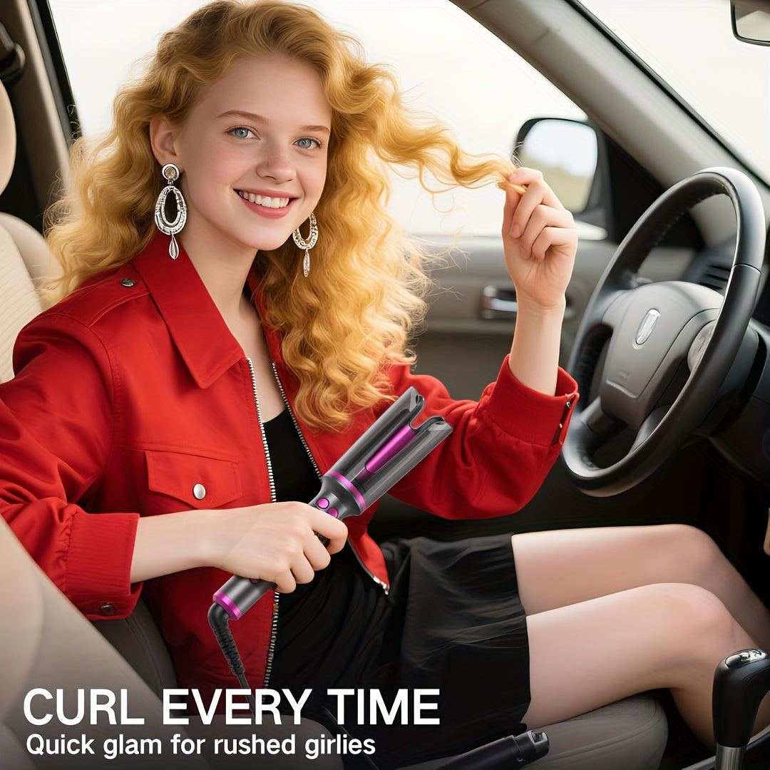 Automatic Rotating Hair Curling Iron, Beach Waves Curling Wand with 3 Temp, 500 Million Ionic, Dual Voltage & Lightweight for Travel ()