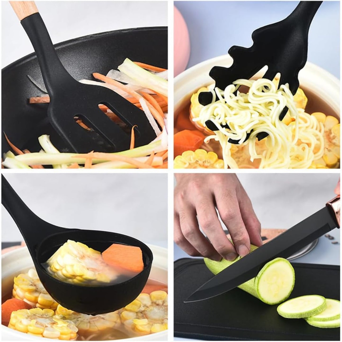25pcs Kitchen Cooking Utensils And Knife Set with Block, Silicone Cooking Utensils Sharp Stainless Steel Chef Knives Scissors Whisk Tongs And Cutting Board, Kitchen Utensil for Kitchen, Cooking Tools, Home Cooking, Kitchen Ut