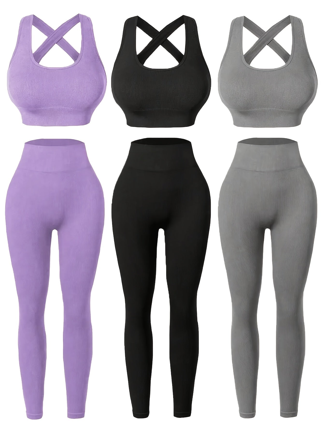 Women's Gym Workout Set, Solid Color Wide Strap Bra and Leggings, Seamless Yoga Pants for a Slim Fit