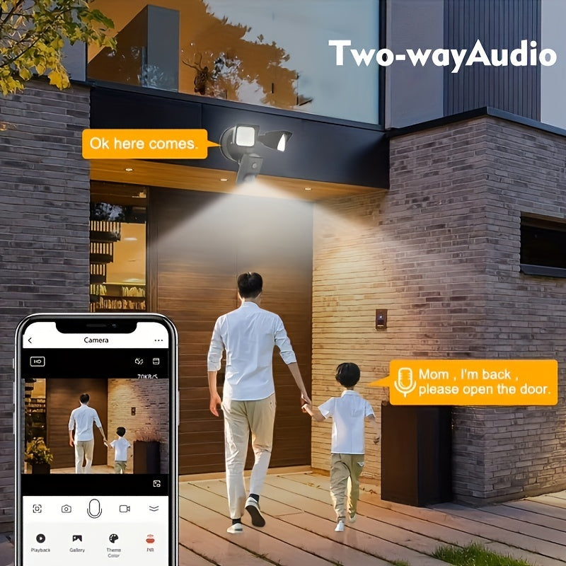 LED Smart Security Camera, 27W, 2300 Lumens, 5700K, 3 Mega Pixel, HD Live View, 10m Infrared Night Vision, Support Two-way Voice & Human Shape Detection & Cloud Storage, Enhanced Motion Detection, Built-in Siren, With Alexa &