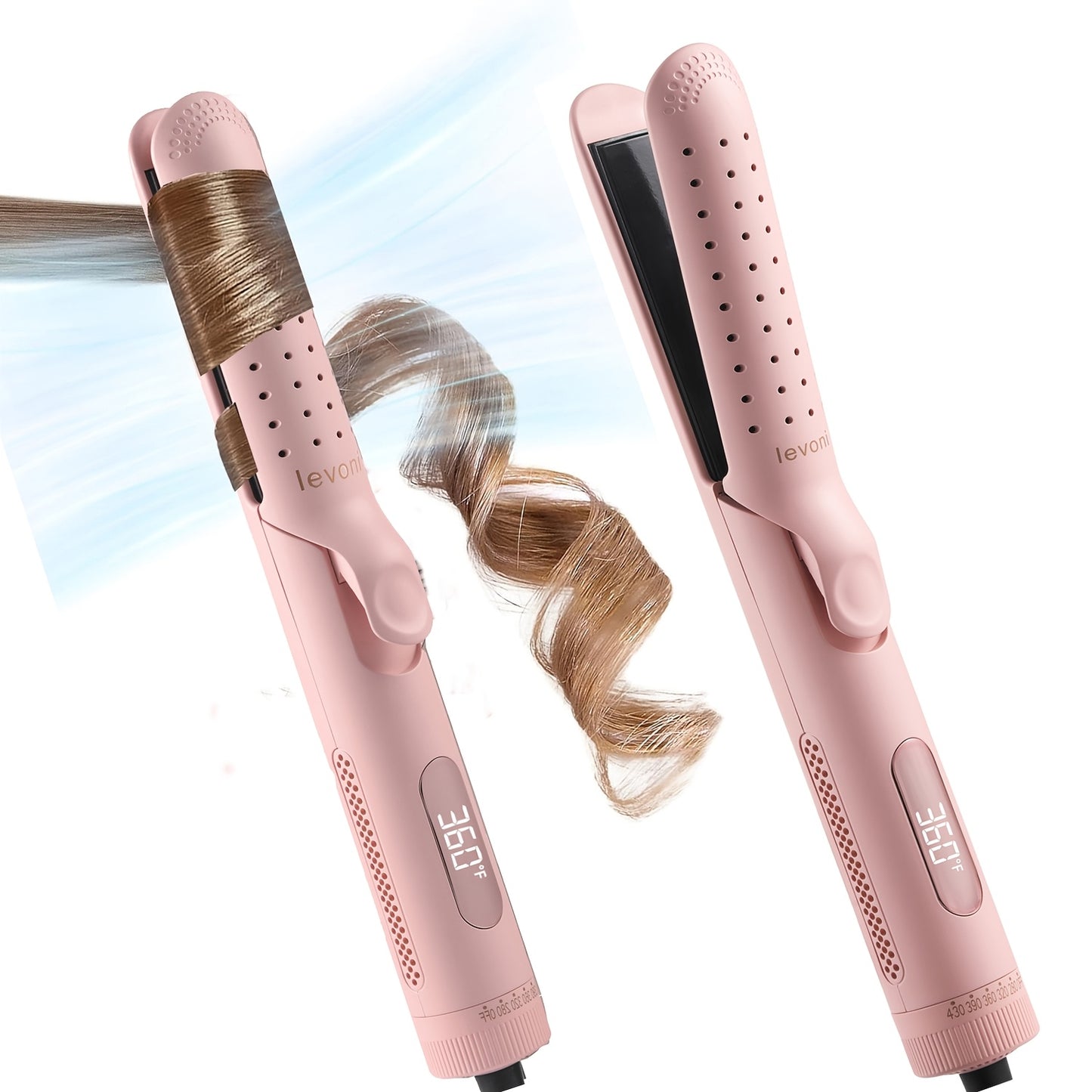 Cool Airflow Styler, 2-In-1 Hair Straightener & Curling Iron with LCD Display