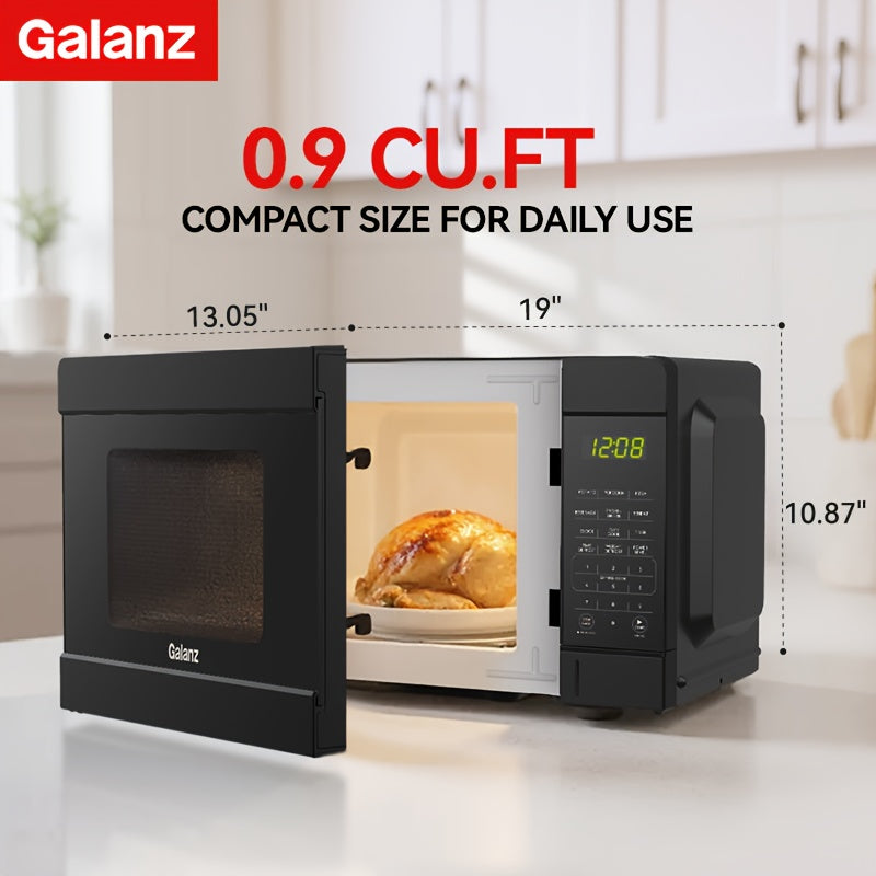 Galanz 0.9 CuFt Compact Microwave Oven | Auto Cook 6 Preset Menus, Express Cook 30 Sec, Quick Reheat Popcorn Pizza Frozen Dinner, Perfect for Small Spaces, Even Heating, LED Display, Simple Powerful Design B888 Model