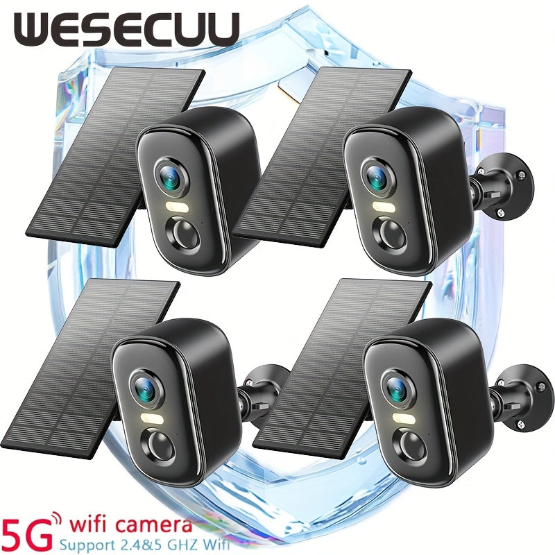 Halloween Special Offer! Wesecuu Solar Camera Security Cameras Wireless Outdoor Indoor for Home Security Camera, Supports 5G&2, 4Ghz Wifi, Smart Phone App Surveillance Camera System Outside, Pet Camera Cat Dog with Audio And