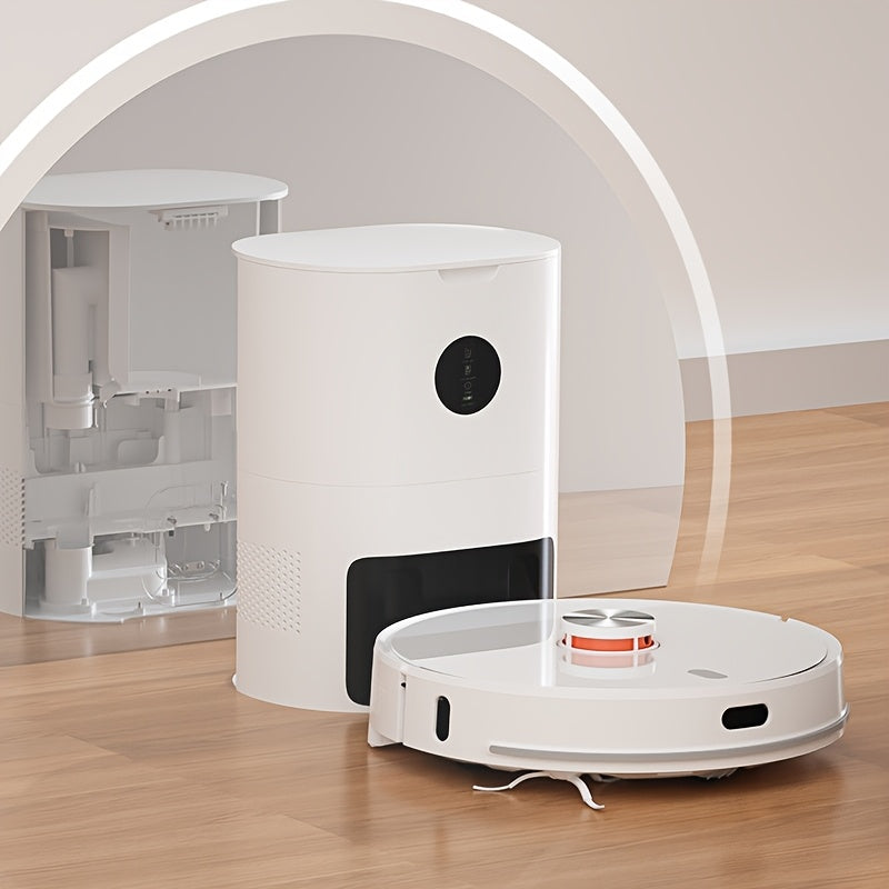 Lydsto S1 MAX Self-Emptying Robot Vacuum and Mop Combo, 8000Pa Powerful Suction, 40-Day Smart Mapping & Auto Mop System, Wi-Fi/App Control, Obstacle Avoidance, Laser Navigation, Wet/Dry Cleaning, LCD Display, White ( Plug)