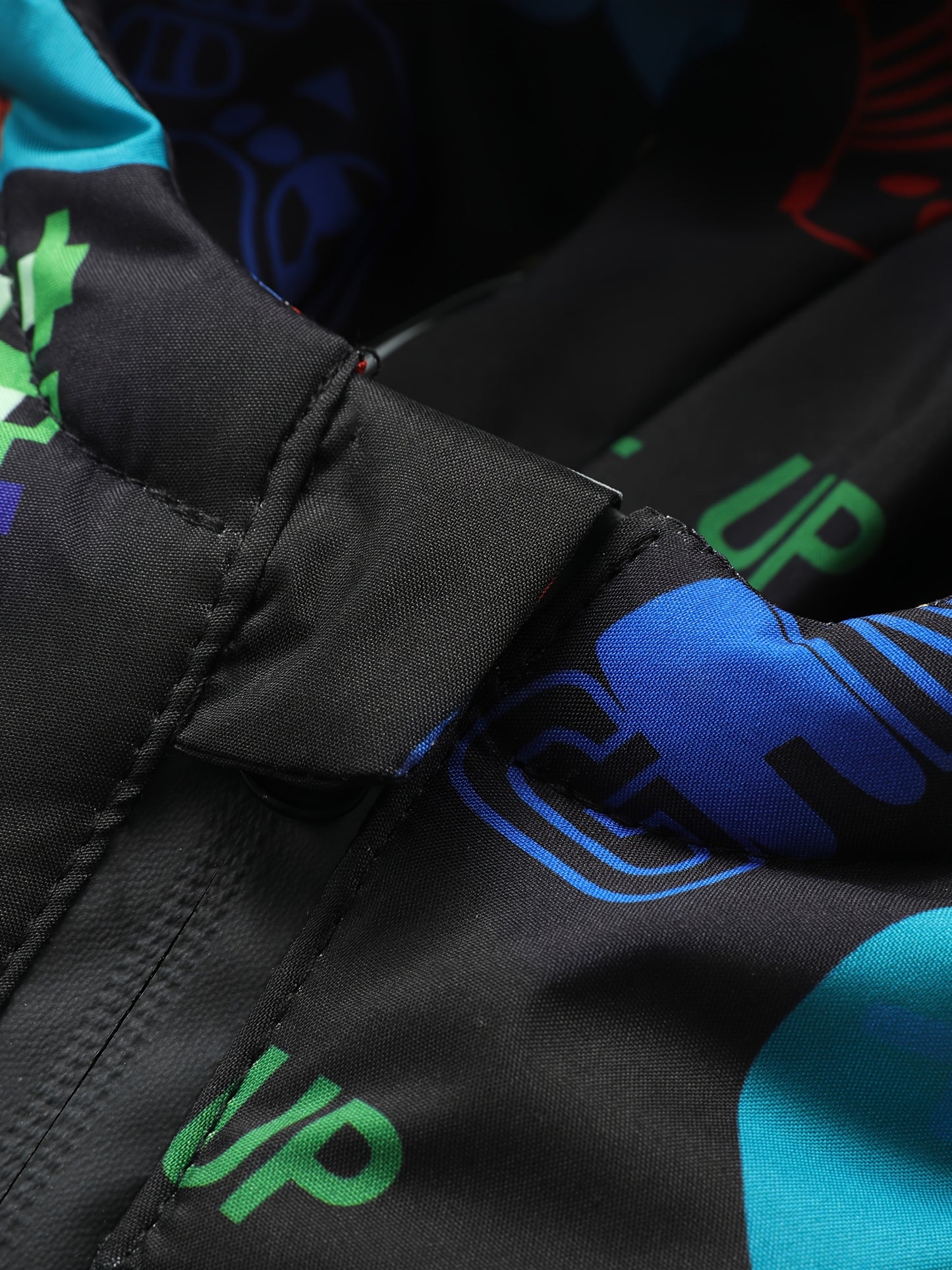 Colorful Alphabet Pattern Boys' Casual Leisure Cartoon Game Machine Zipper Hooded Jacket Vest Coat, for Teenager