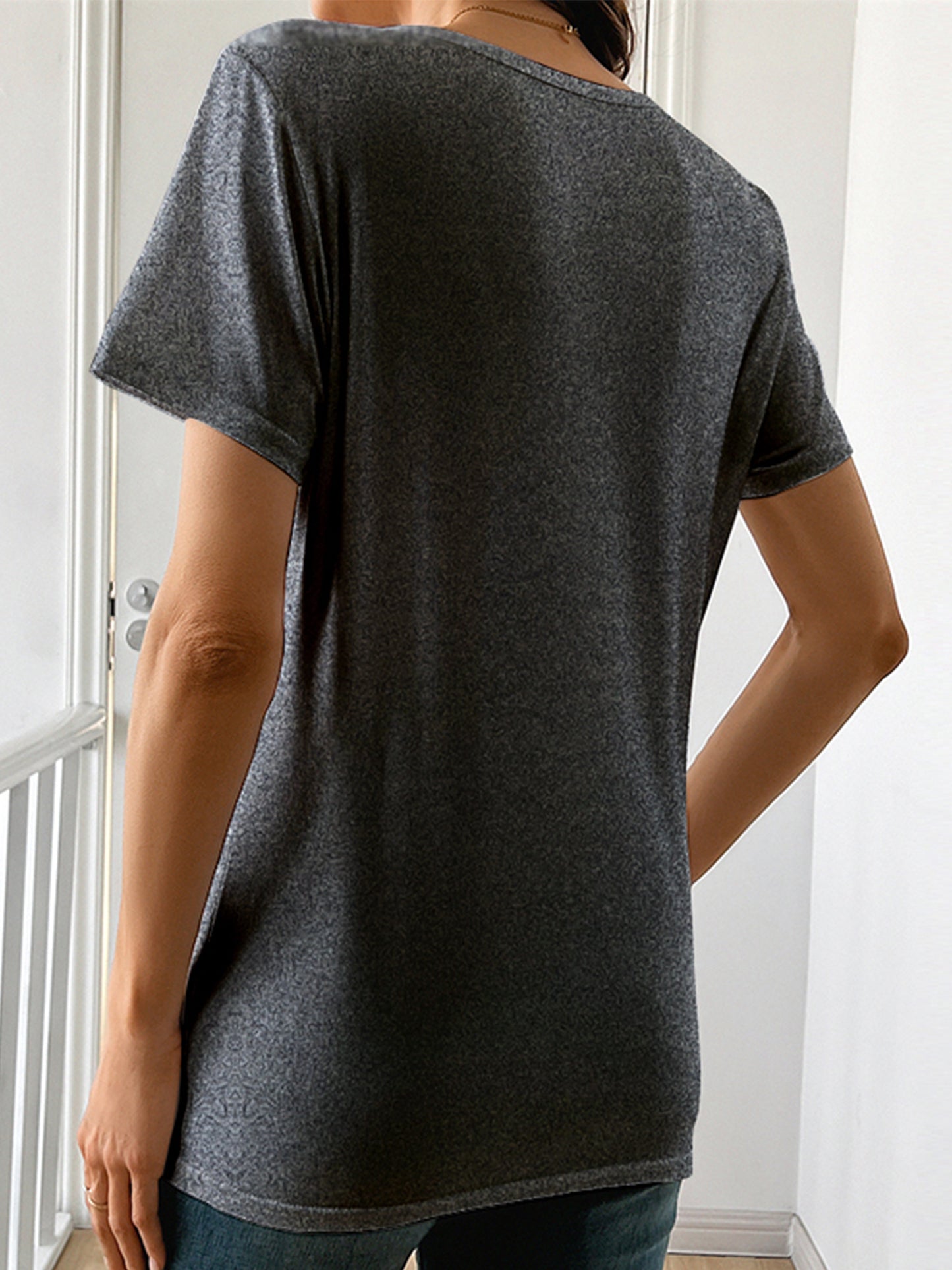 5pcs Women'S Butterfly Print T-Shirts - Vibrant Round Neck Short Sleeve Tops with Floral & Butterfly Designs, Stretchy Casual Summer Tees for Casual Attire, Ladies T Shirts