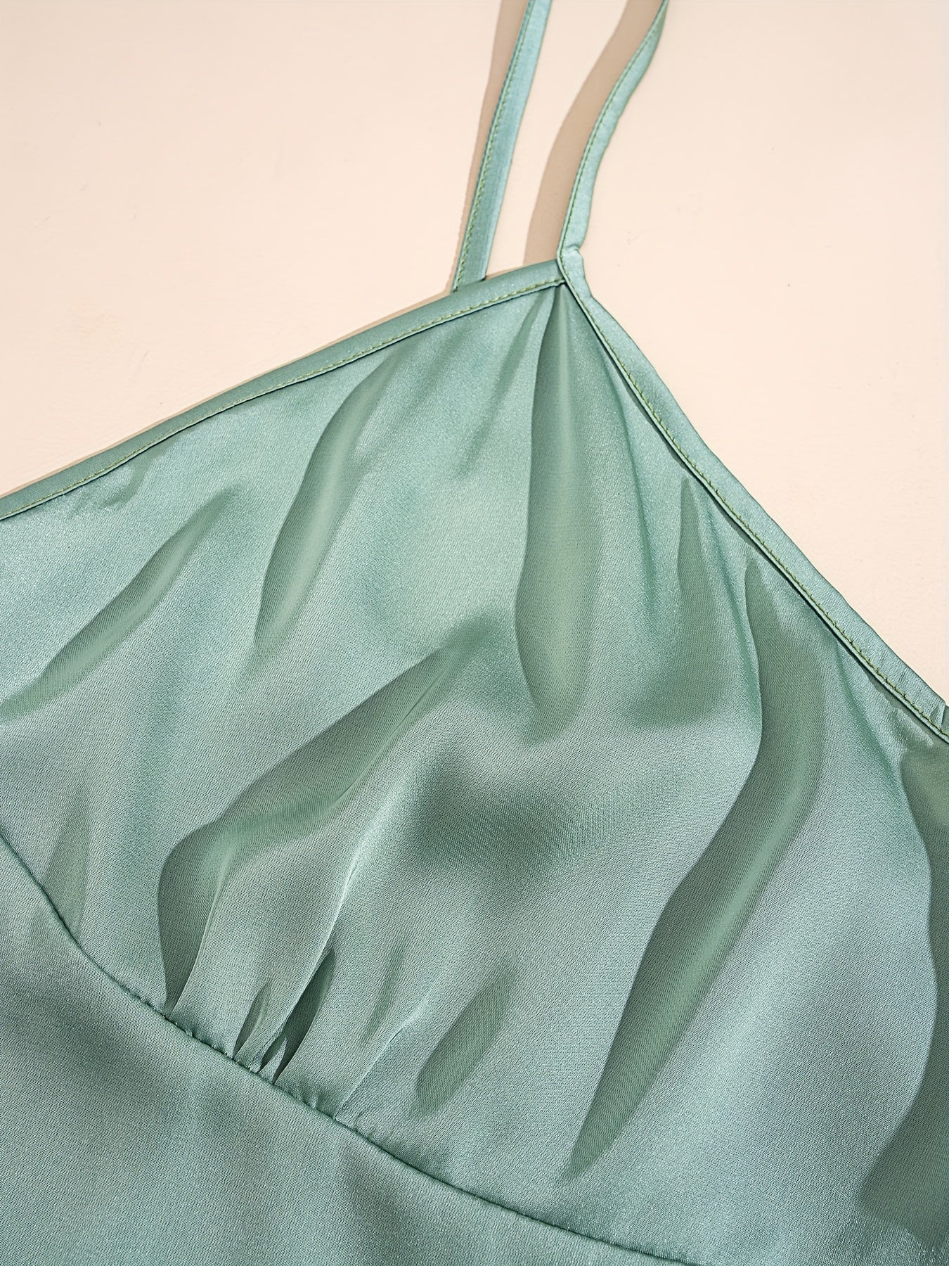 [Soft Polyester Loungewear Set] Soft Polyester Women's Loungewear Set - Solid Color with Belt Detail, Includes Robe & Cami Top - Perfect for All Seasons