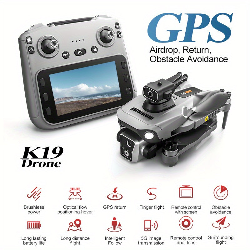 4K Camera GPS Drone, 1200-Meter Flight Range 200-Meter Flight Altitude Optical Hover Positioning, Automatic Return-to-Home at Low Battery One-Touch GPS Return-to-Home Function, Supports Cargo Airdrop Capability, Equipped with