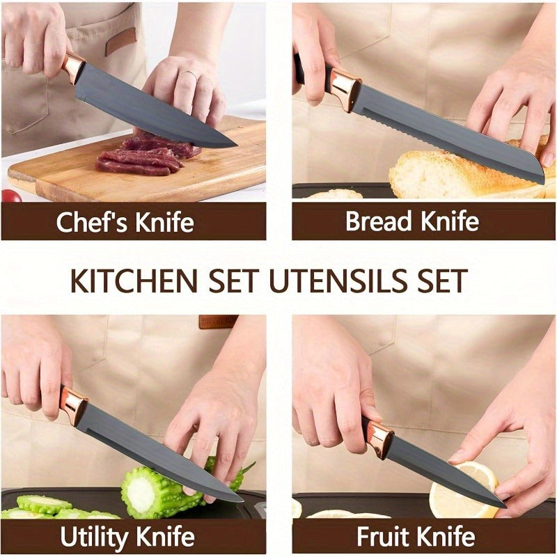 29pcs Non-Stick Cookware Set with Stand - Heavy-Duty Silicone Kitchen Utensils, Heat-Resistant up to 480°F (250°C), Non-Stick Pots, Pans, Spatulas, Whisk, Tongs, Cutting Boards - Complete Cooking Set for Home, Professional,