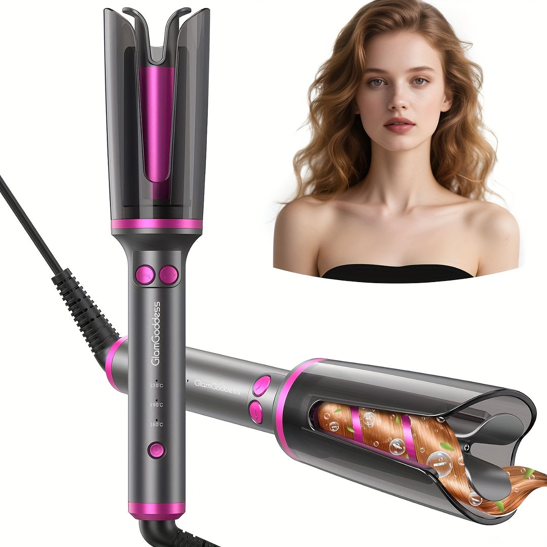 Automatic Rotating Hair Curling Iron, Beach Waves Curling Wand with 3 Temp, 500 Million Ionic, Dual Voltage & Lightweight for Travel ()