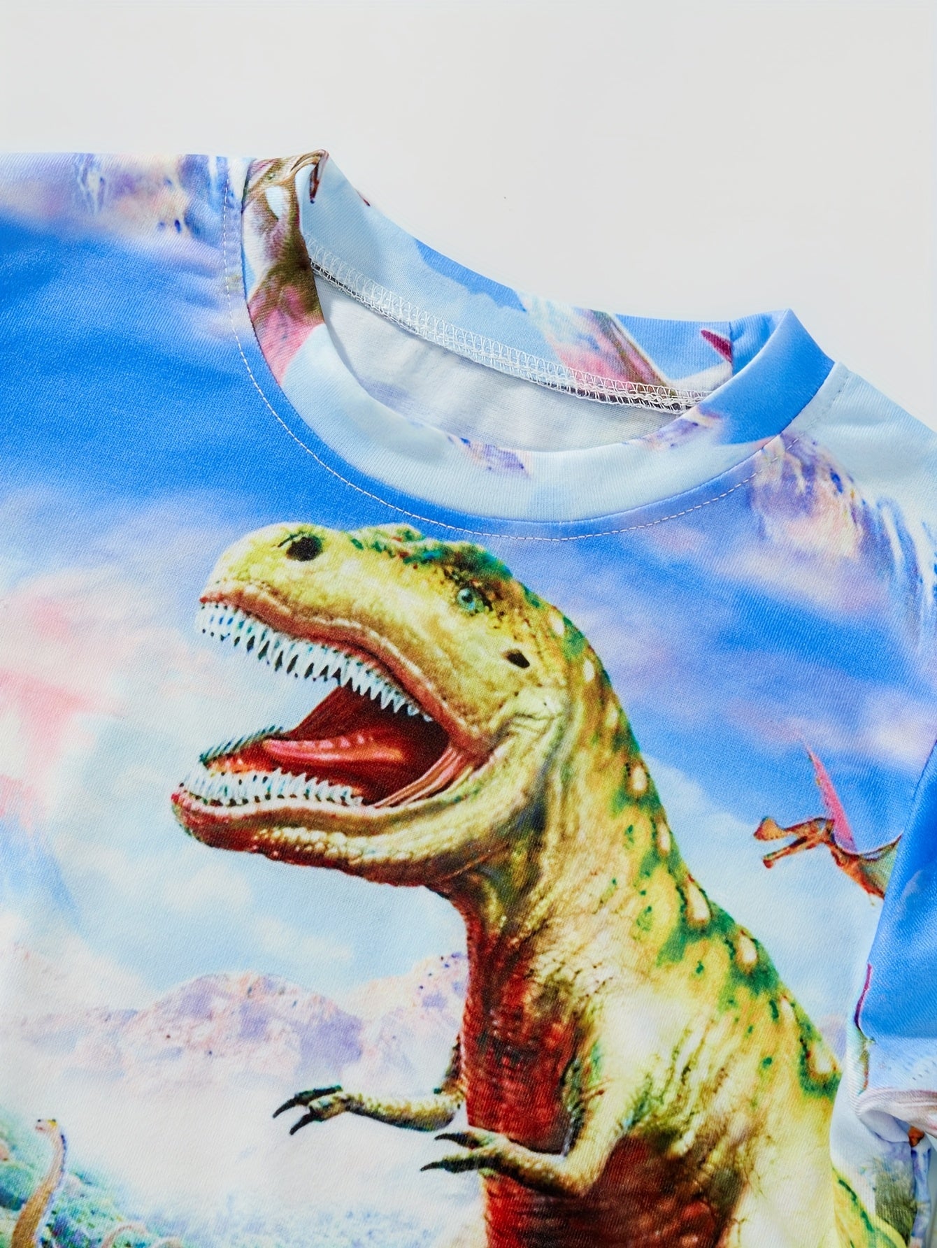 Random Hair 2 Sets Boys Dinosaur Pajama Set Digital Print 3D Gamepad Handle Set Pajamas 2pcs Set