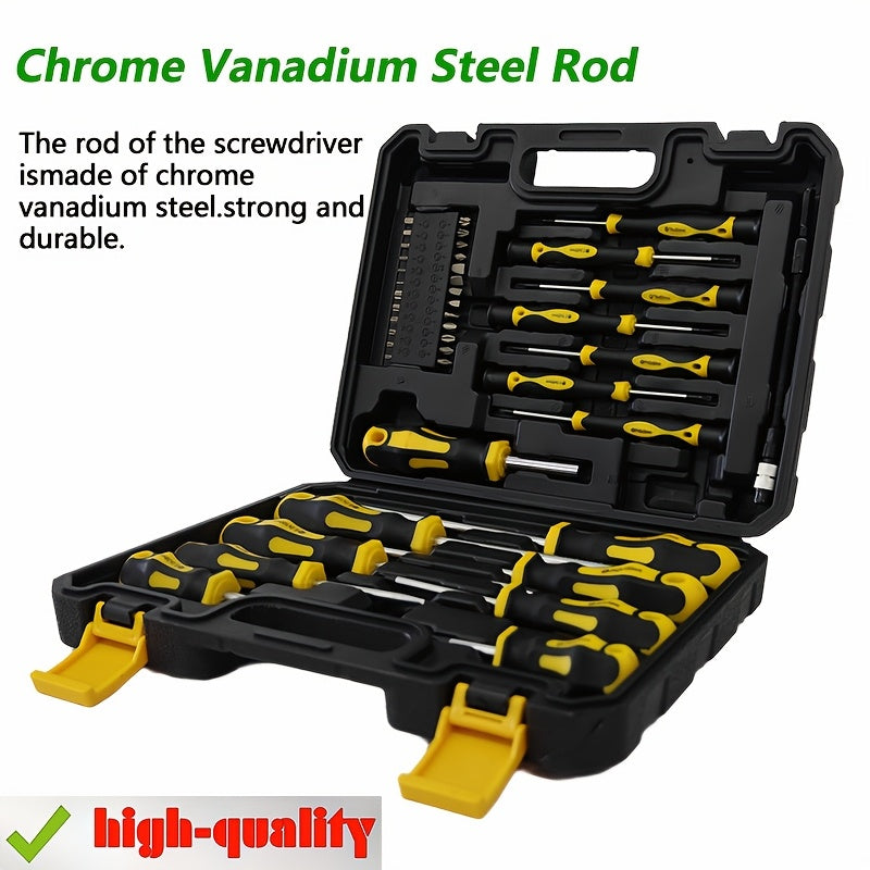 42 Piece Chrome Vanadium Steel Magnetic Screwdriver Set, With Housing, Slotted Cross Hexagonal Drill Bit, Precision Screwdriver Shaft Set, Professional And Durable Maintenance Tool Set