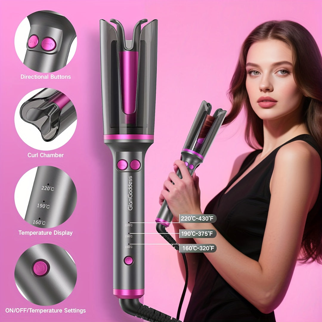 Automatic Rotating Hair Curling Iron, Beach Waves Curling Wand with 3 Temp, 500 Million Ionic, Dual Voltage & Lightweight for Travel ()