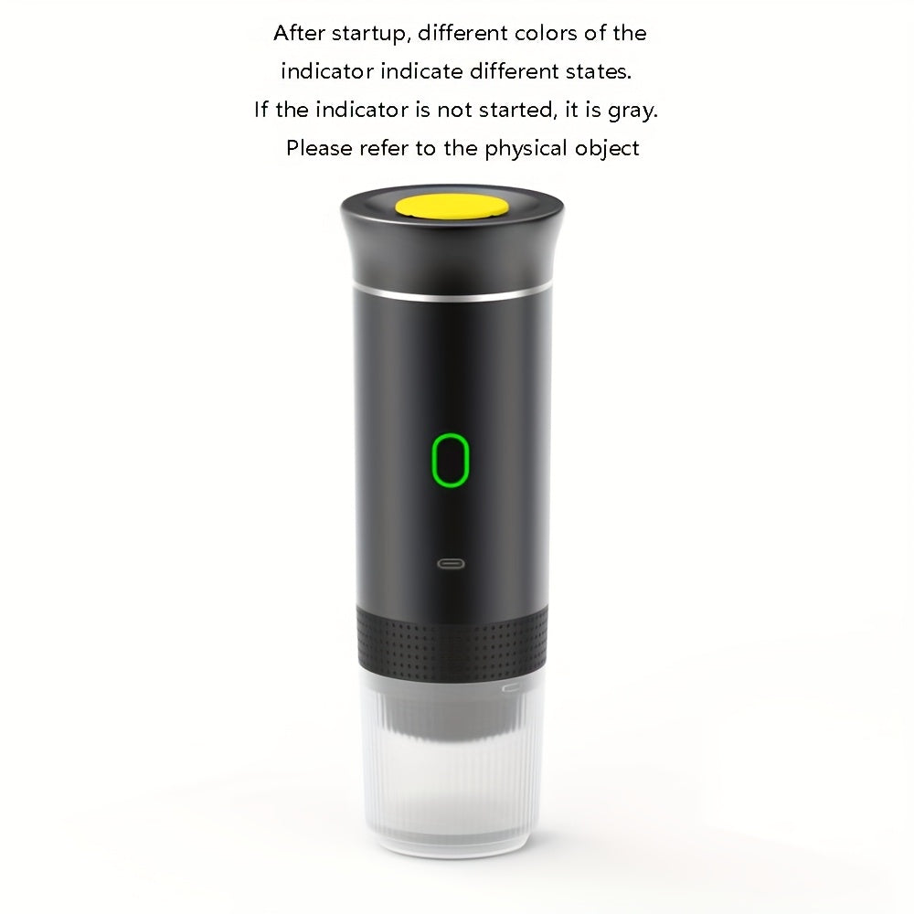 Compact Automatic Capsule Coffee Maker, One-Touch Brewing, USB Rechargeable, Sleek Black Transparent Aesthetic - Perfect for Travel, Student Housing, And Workspaces | Handy Kitchen Gadget, Great for Coffee Enthusiasts, Dorm C