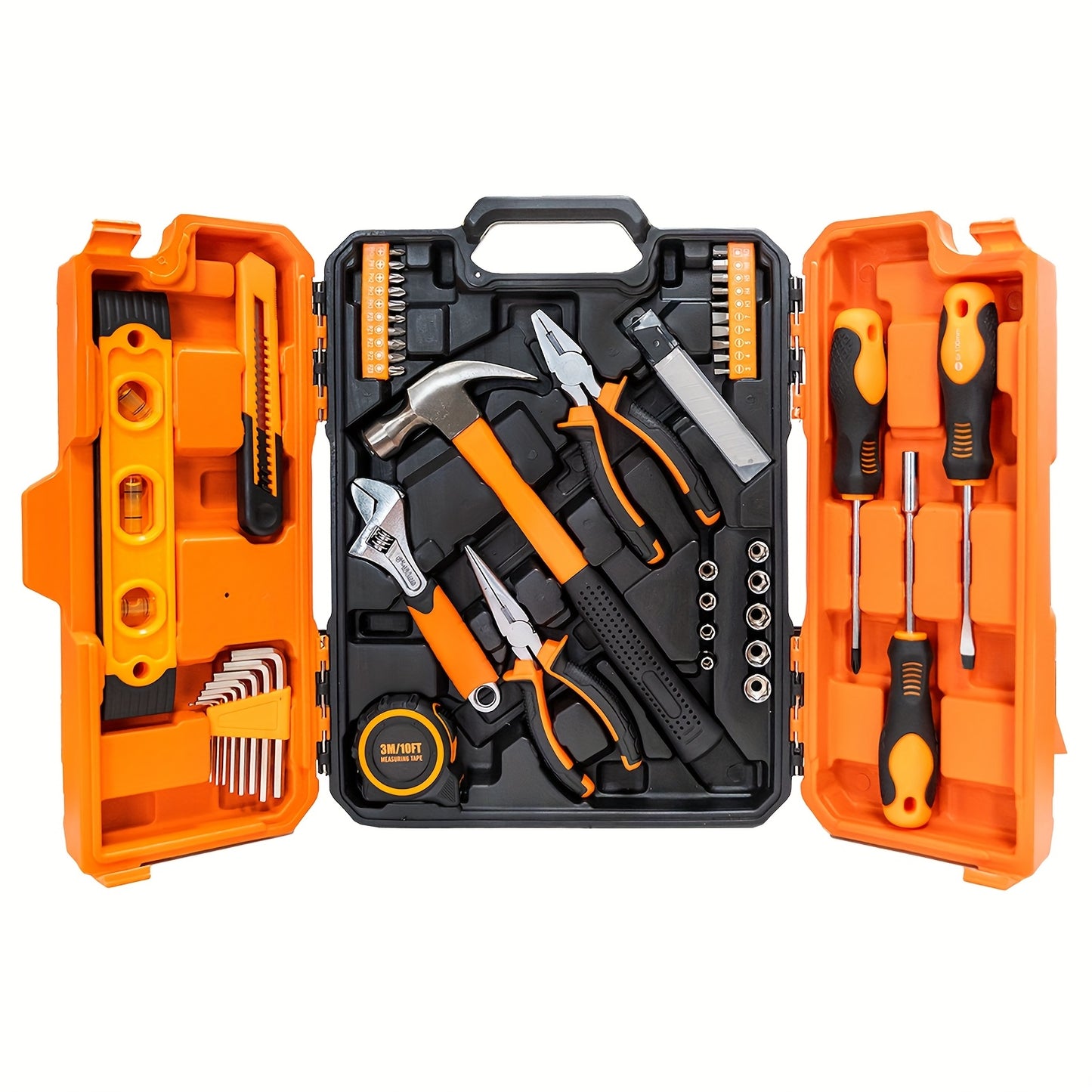 58pcs Tool, Socket Wrench Auto Repair Tool Kit, General Household Hand Tools for DIY and Quick Repairs, Home Maintenance, Car Mechanics, with Plastic Toolbox Storage Case, Portable Complete Repair Tool Box