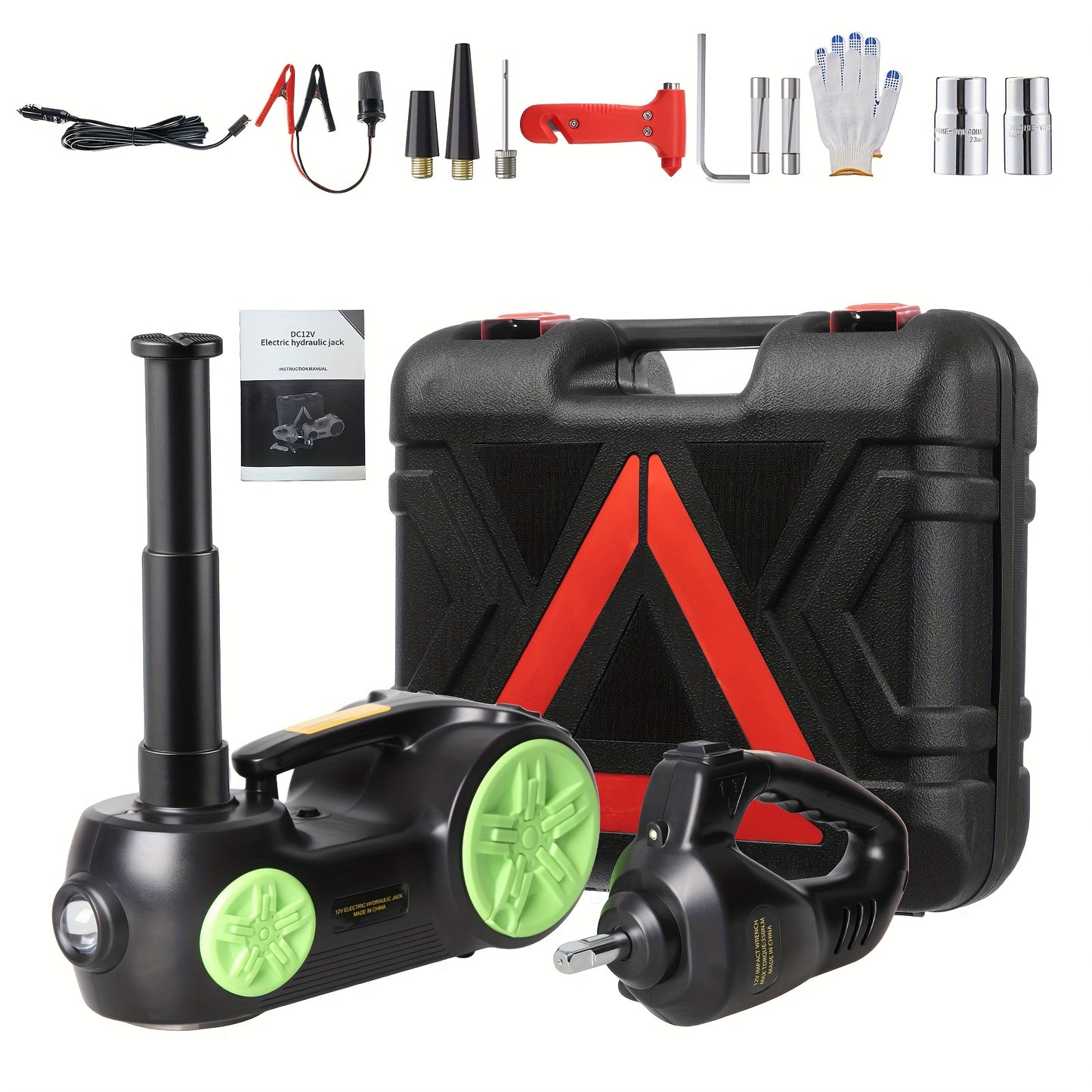 5-ton/11023-pound Electric Car Jack, Hydraulic Jack With Electric Impact Wrench, Built-in Air Pump, And LED Light, Suitable For SUV, MPV, Sedan, And Truck Tire Replacement And Garage Maintenance