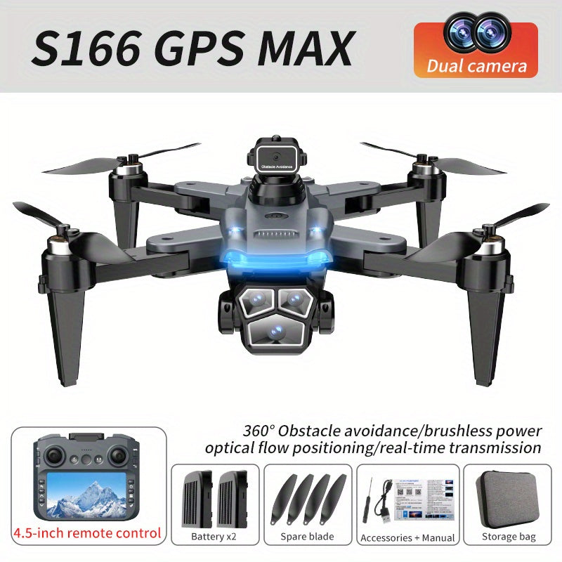 8K HD Dual Camera Foldable Remote-Controlled Drone 4.5-inch Large Screen Flagship-Grade Brushless Motor GPS Positioning Gesture Control Professional Aerial Photography, 360° All-Directional Obstacle Avoidance | Travel & Outd