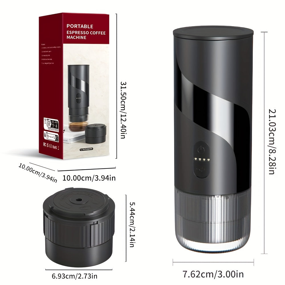 Portable Coffee Machine, Portable Espresso Coffee Machine, Stainless Steel Water Tank, Compatible With Grounds & Capsules, Suitable For Travel, Camping, Office, Kitchen And Christmas Gift (without Heating Function)