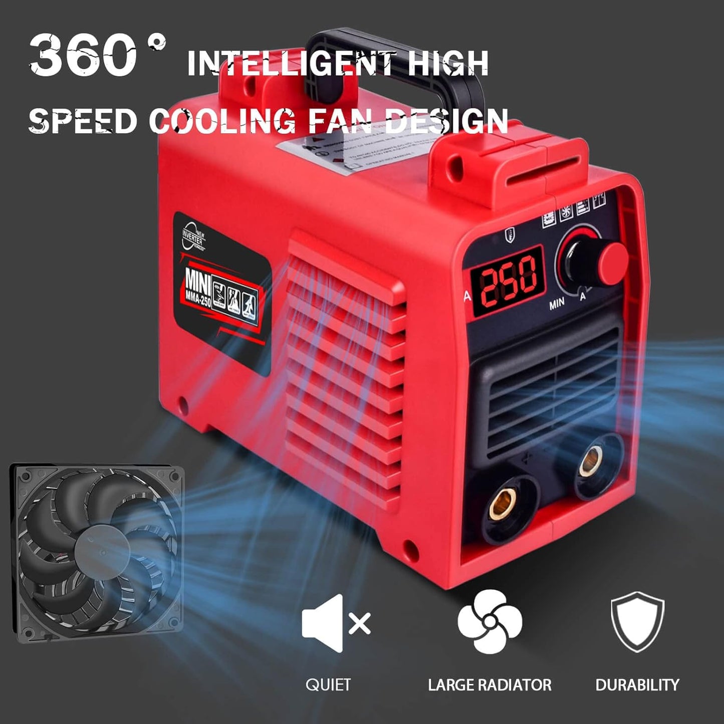 Upgraded Portable MMA-250A 110V Welding Machine with IGBT Technology & LCD Display, Hot Start Anti-Stick System, Complete DIY Welding Kit, Heavy-Duty ABS Housing & Cooling Fan Suitable for Workshop, Professional, DIY Welding