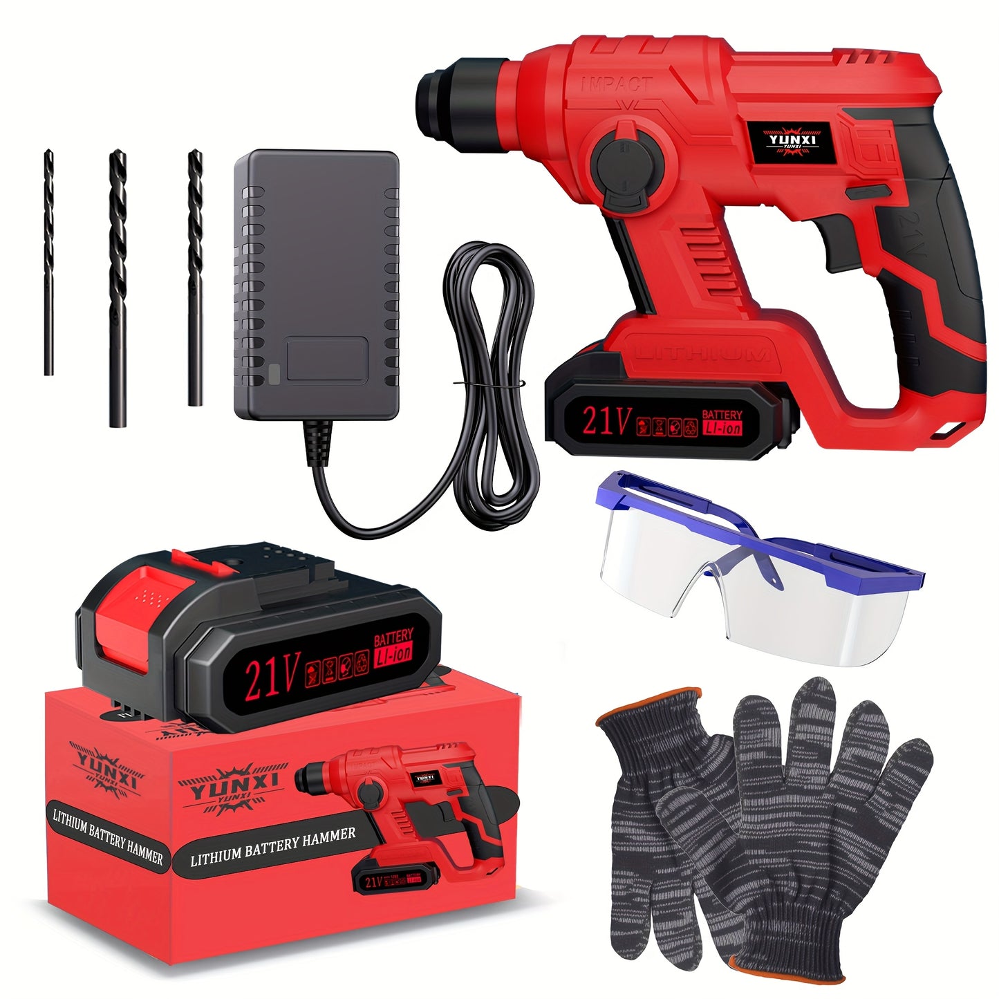 Wireless Hammer Drill Impact Tool - Wireless Lithium-ion Powered, Ideal For Demolition, Construction, And Heavy-duty Drilling. Ergonomic, Durable, And Sturdy, Suitable For Both Men And Women. Perfect Gift For Friends And Fami