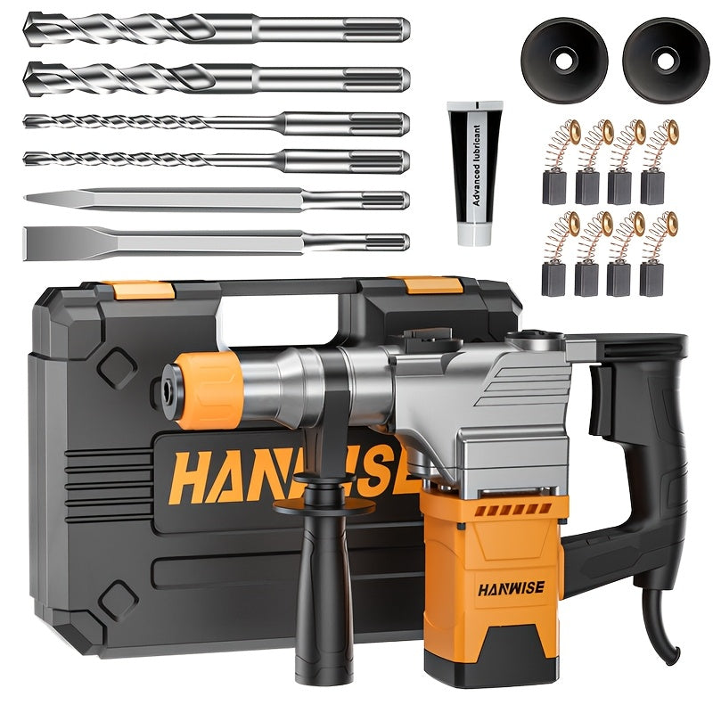 HANWISE 3-in-1 Multifunctional High-power Wired Rotary Hammer for drill, Used for Drilling, Rock for drilling, Demolition, Industrial Grade Electric for drill, Heavy-duty Impact for drill Electric Tool, Suitable for Concrete,
